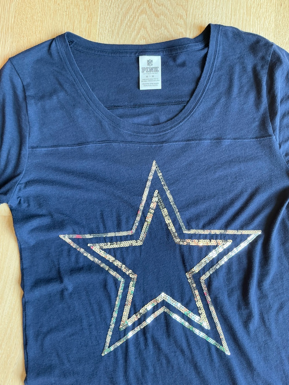Rare Victoria's Secret PINK Dallas Cowboys Navy Blue Short Sleeve Tee Size Med